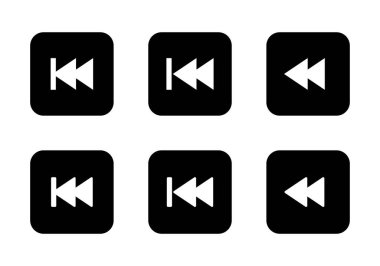Siyah karede geri sarma simgesi ayarlandı. Ortam oynatıcı ögelerinin geri iz sembolü