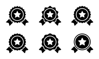 Yıldız ikonu koleksiyonlu ödül rozeti kurdeleleri. Ödül sembolü