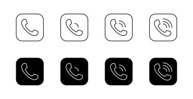 Telefon hattı simgesi siyah kareye ayarlandı. El ayarı ana çizgi işareti sembolü