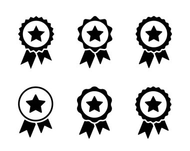 Yıldız ikonu koleksiyonlu ödül kurdelesi. Madalya işareti sembolü