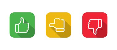 Tarafsız ve uzun gölgeli başparmak çizgisi ikonu gibi. Kare arkaplanda geribildirim işareti sembolü