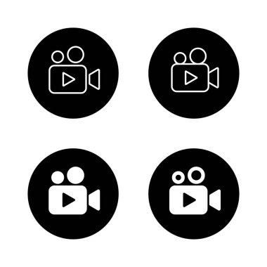 Video kamera simgesi siyah daireye ayarlandı. Film, sinema işareti.