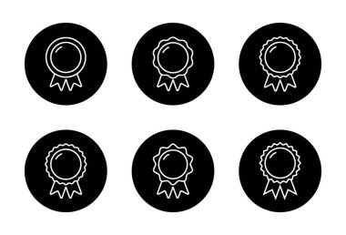 Ödül kurdelesi taslak simgesi siyah daireye ayarlandı. Ödül, madalya işareti