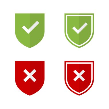 Kalkan işaretleri ve çapraz iz simgesi düz tasarımda. Savunma, koruma işareti sembolü