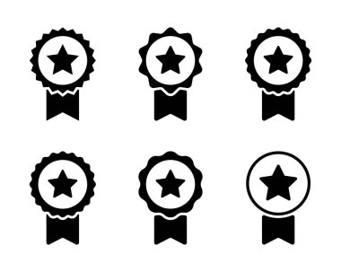 Yıldız ikonu koleksiyonlu madalya rozeti. Kazanan kurdele işareti