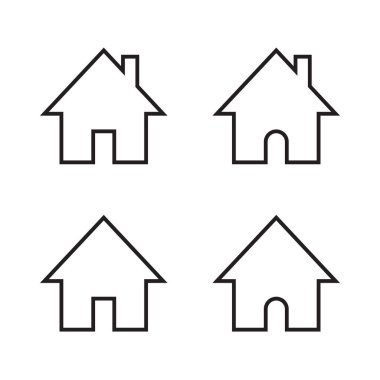 Ev, ev ikonu ana hatlarıyla belirlendi. Web sayfası işaret sembolü. Düzenlenebilir vuruş