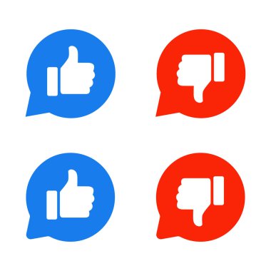 Konuşma balonunda el ikonu gibi. Baş parmak yukarı ve aşağı renk işareti sembolü