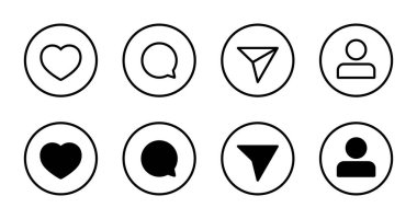 Çember çizgisinde yorum, paylaşım ve avatar profil simgesi gibi