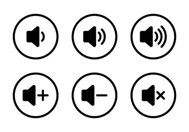 Ses hacmi simgesi koleksiyonu daire çizgisi üzerinde. Ses hoparlörü işareti