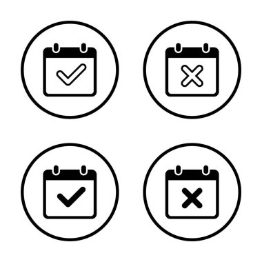 İşaretli takvim ve daire çizgisi üzerinde x çapraz simgesi. Tarih düzenleyici işaret sembolü