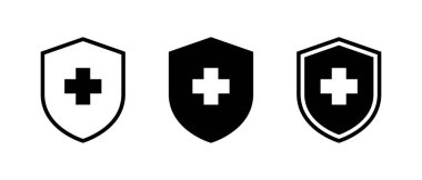 Tıbbi, sağlık kalkanı ikonu genel tarzda ayarlandı. Sağlıklı rozet işareti