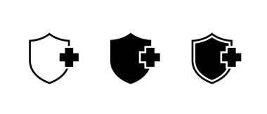 Sağlıklı kalkan, tıbbi rozet ikonu. Sağlık koruma işareti sembolü