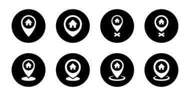 Evin konumu simgesi siyah daireye dizildi. Harita işaretleyicisi ile ev, adres işareti sembolü