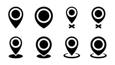 Konum simgesi koleksiyonu. Harita işaretleyici, adres işareti simgesi