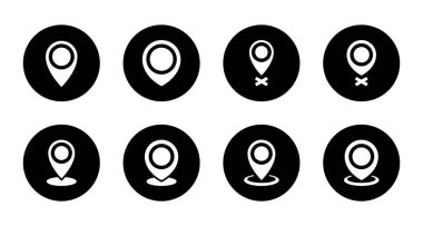 Konum simgesi koleksiyonu siyah daireye ayarlandı. Harita işaretleyici, adres işareti simgesi