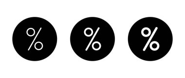 Yüzde, indirim simgesi siyah daireye ayarlandı. Fiyat yükseltme sembolü. Yüzde tanıtım işareti