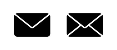 Zarf e- posta, mesaj simgesi beyaz arkaplanda izole edildi. Bülten, posta işareti sembolü