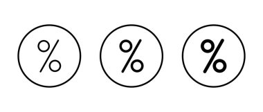 Yüzde, indirim simgesi daire çizgisine ayarlandı. Fiyat yükseltme sembolü. Yüzde tanıtım işareti