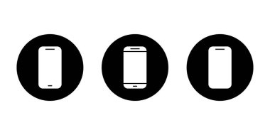 Akıllı telefon aygıtı simgesi siyah daireye ayarlandı. Cep telefonu, cep telefonu işareti.