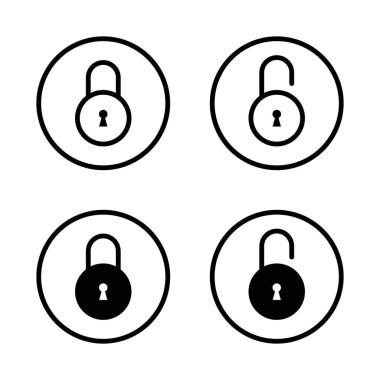 Kilitle ve kilidi aç. Kilit simgesi daire çizgisine ayarlandı. Güvenlik, gizlilik koruma işareti sembolü