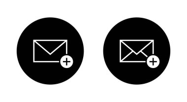 Siyah daireye zarf ileti ana hatları simgesi ekle. E- posta, posta işareti simgesi oluştur