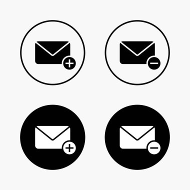 Çember arkaplanına ileti simgesi ekle ve kaldır. Artı ve eksi işareti olan e- posta