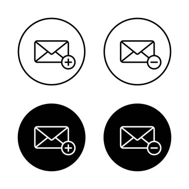 Zarf iletisi ekle ve sil, siyah daire üzerine e- posta ana hatları simgesi ekle. Posta işareti simgesi oluştur ve sil