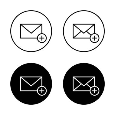 Siyah daireye zarf ileti ana hatları simgesi ekle. E- posta işareti simgesi oluştur