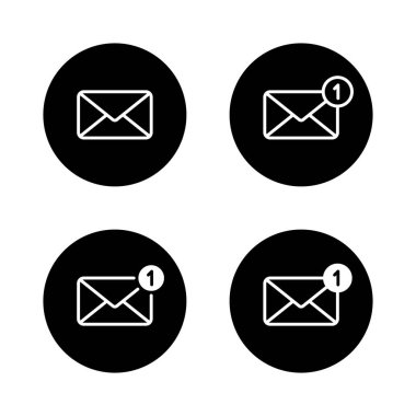 Yeni ileti bildirimi, zarf e-posta ana hatları simgesi siyah daire üzerine ayarlandı. Posta işareti simgesi