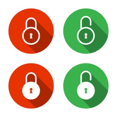 Kilitle ve kilidi aç. Kilit simgesi uzun gölgeyle ayarlandı. Güvenlik asma kilidi, gizlilik koruma işareti sembolü