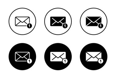 İleti zarfı bildirim simgesi siyah daireye ayarlandı. E- posta, posta işareti sembolü