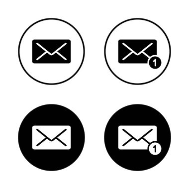 İleti bildirim simgesi siyah çembere ayarlandı. E- posta zarfı, posta işareti sembolü al