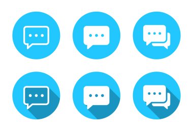 Konuşma balonu, uzun gölgeli mesaj simgesi. Sohbet, sosyal medya metin iletişim kavramı