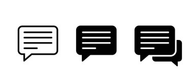 Metin iletisi ve sohbet simgesi beyaz arkaplanda izole edildi. Konuşma balonu, yorum, SMS sembolü