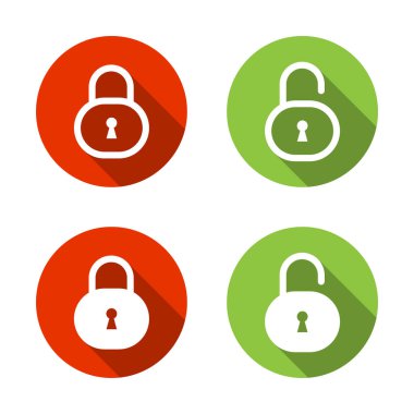 Simgeyi uzun gölgeli kilitle ve aç. Gizlilik koruma işareti sembolü