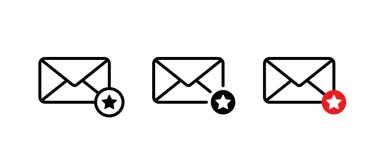 Favori e- posta simgesi seti. Üzerinde yıldız işareti olan bir zarf. Önemli mesaj konsepti