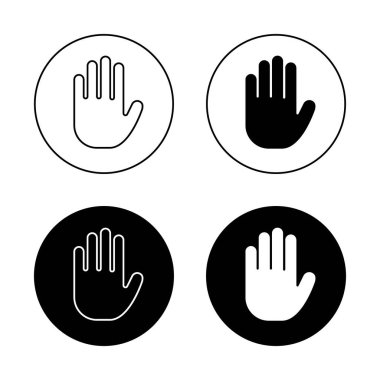 Siyah çemberdeki el durdurma ikonu. El hareketi sembolü. Erişim inkar kavramı