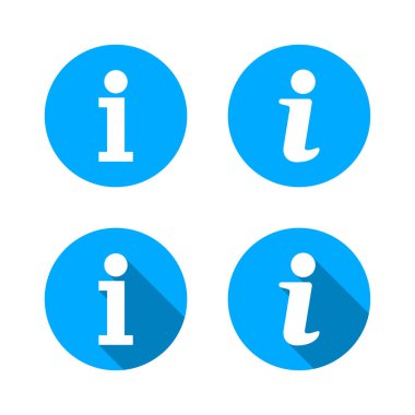 Yardım masası bilgi simgesi uzun gölge ile ayarlandı. Bilgi sembolü. Yönlendirme ögesi tasarımı