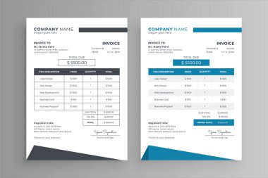 Modern invoice design in white background