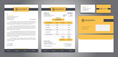 set of letter head, invoice, business card and envelope design