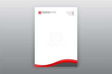White Business Letterhead with Red Abstract Ornament