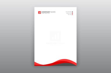 White Business Letterhead with Red Abstract Ornament