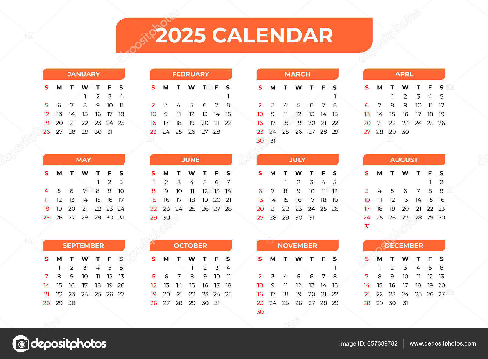 2025 Kalender Dasar Latar Belakang Putih Vektor Stok oleh ©maulidiah
