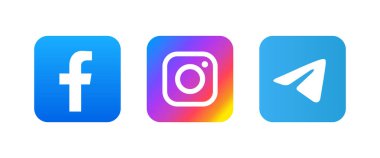 Facebook, Instagram and Telegram Logo Illustration clipart