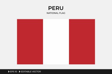 Peru Ulusal Bayrağı, Düzenlenebilir Vektör İllüstrasyonu