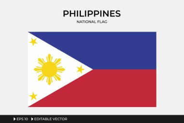Filipinler Ulusal Bayrağı, Düzenlenebilir Vektör İllüstrasyonu