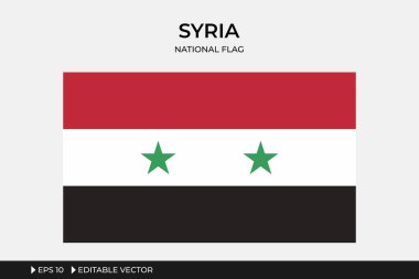 Suriye Ulusal Bayrağı, Düzenlenebilir Vektör İllüstrasyonu
