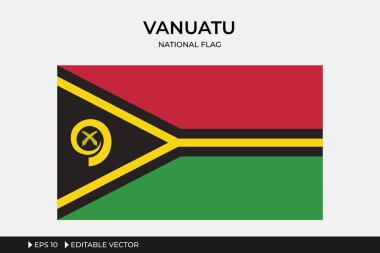 Vanuatu Ulusal Bayrağı, Düzenlenebilir Vektör İllüstrasyonu