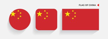 Çin bayrakları yuvarlak, kare ve dikdörtgen şeklinde dizilmiş.