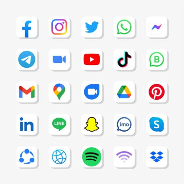 Set of social media logos clipart